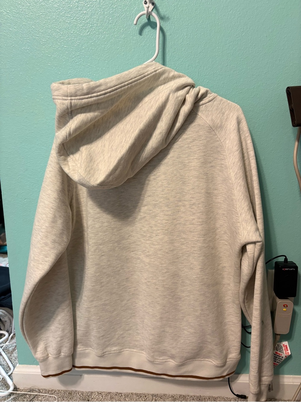 Women’s Light Gray Hoodie with Teal Accent - Picture 3 of 3